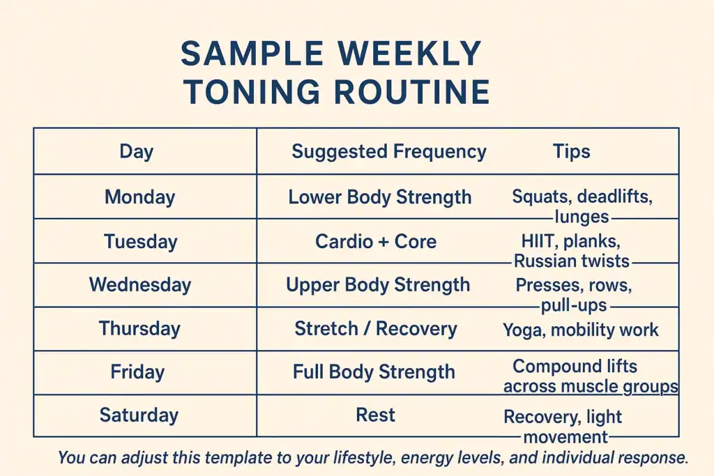 Achieving the Perfect Tone: How Often Should You Exercise for Results? 4 Weekly exercise Sunbury-on-Thames plan graphic