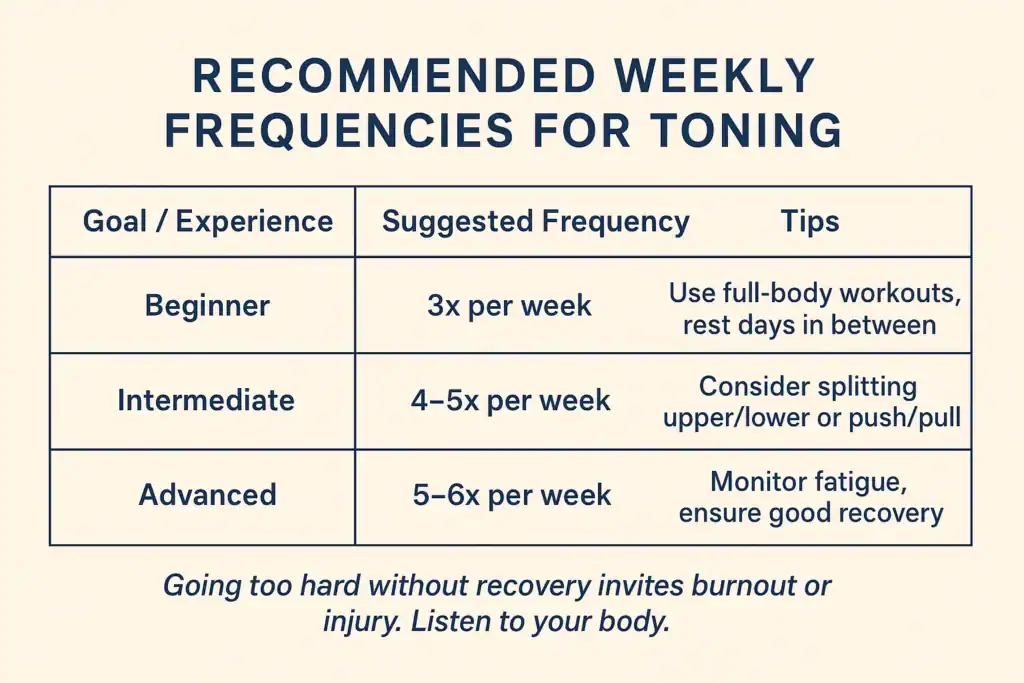 Achieving the Perfect Tone: How Often Should You Exercise for Results? 2 Graphic to show how often you should do exercise to help with toning Sunbury-on-Thames