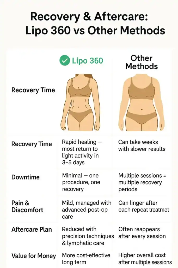 Table to show fat dissolving injection aftercare Sunbury-on-Thames